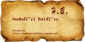 Hadházi Balázs névjegykártya